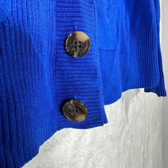 JCP JCPenny Sweater Women 2X Blue Cardigan Pockets Cotton Cashmere Blend Solid - Picture 5 of 11